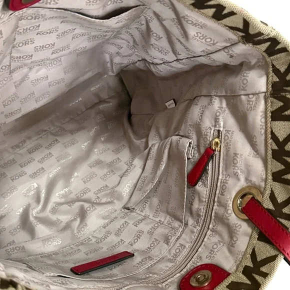Authentic Michael Kors Signature Tan Pink Tote Bag! - Picture 10 of 14